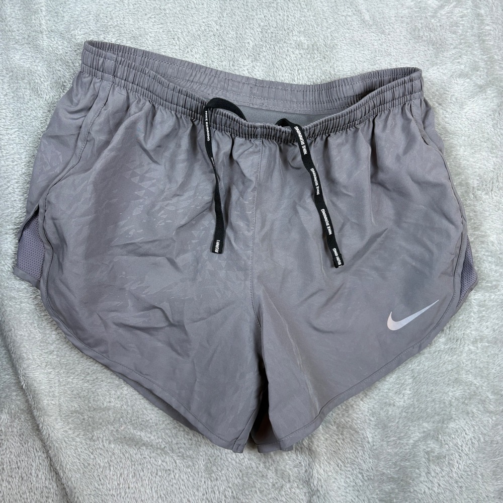 Nike Shorts Womens S Dri-FIT Running Tempo Geometric Gray 831281-056 Activewear